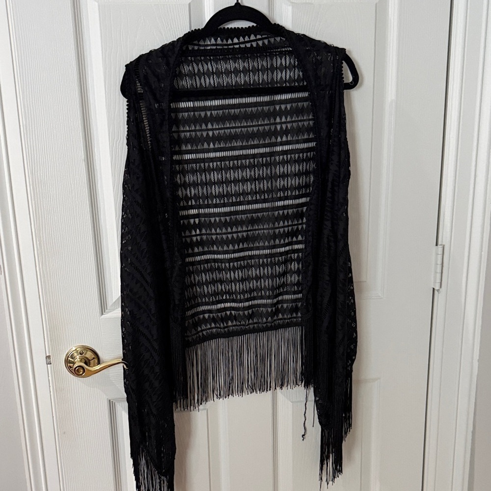 Elegant Black Fringe Vest